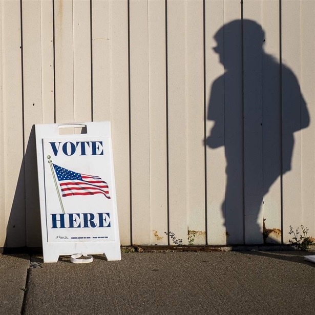 voter walks toward a polling place 