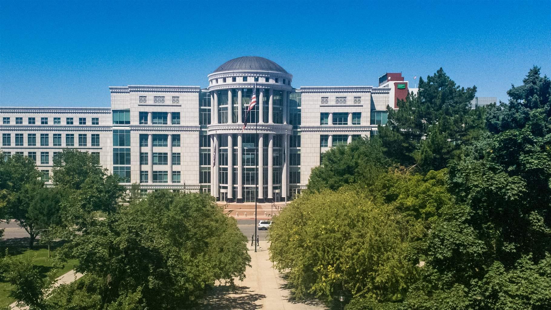 Front view of 3rd District Matheson Courthouse in Salt Lake City Utah.