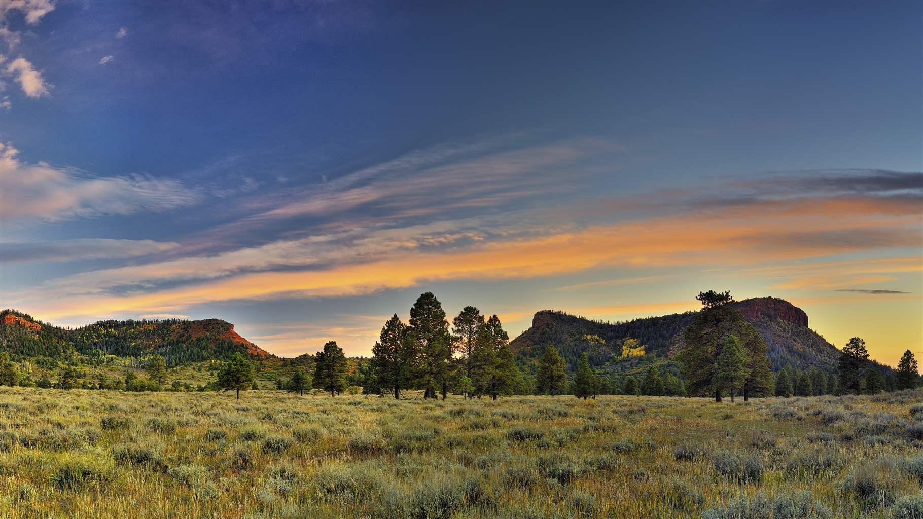 Sunset over Bears Ears Buttes in southern Utah. Protected in 2016 as part of the Bears Ears National Monument, the buttes are included in the redrawn Shash Jaa National Monument.