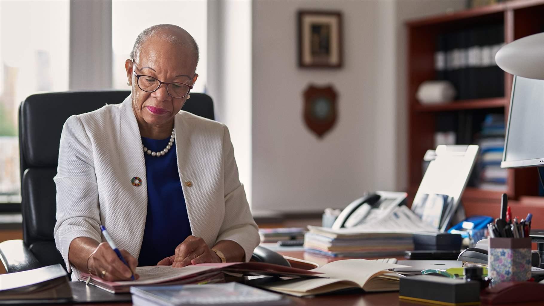 Dr. Cleopatra Doumbia-Henry has been president of the World Maritime University since 2015 and has worked to promote strong engagement and interest in the maritime sector among women.