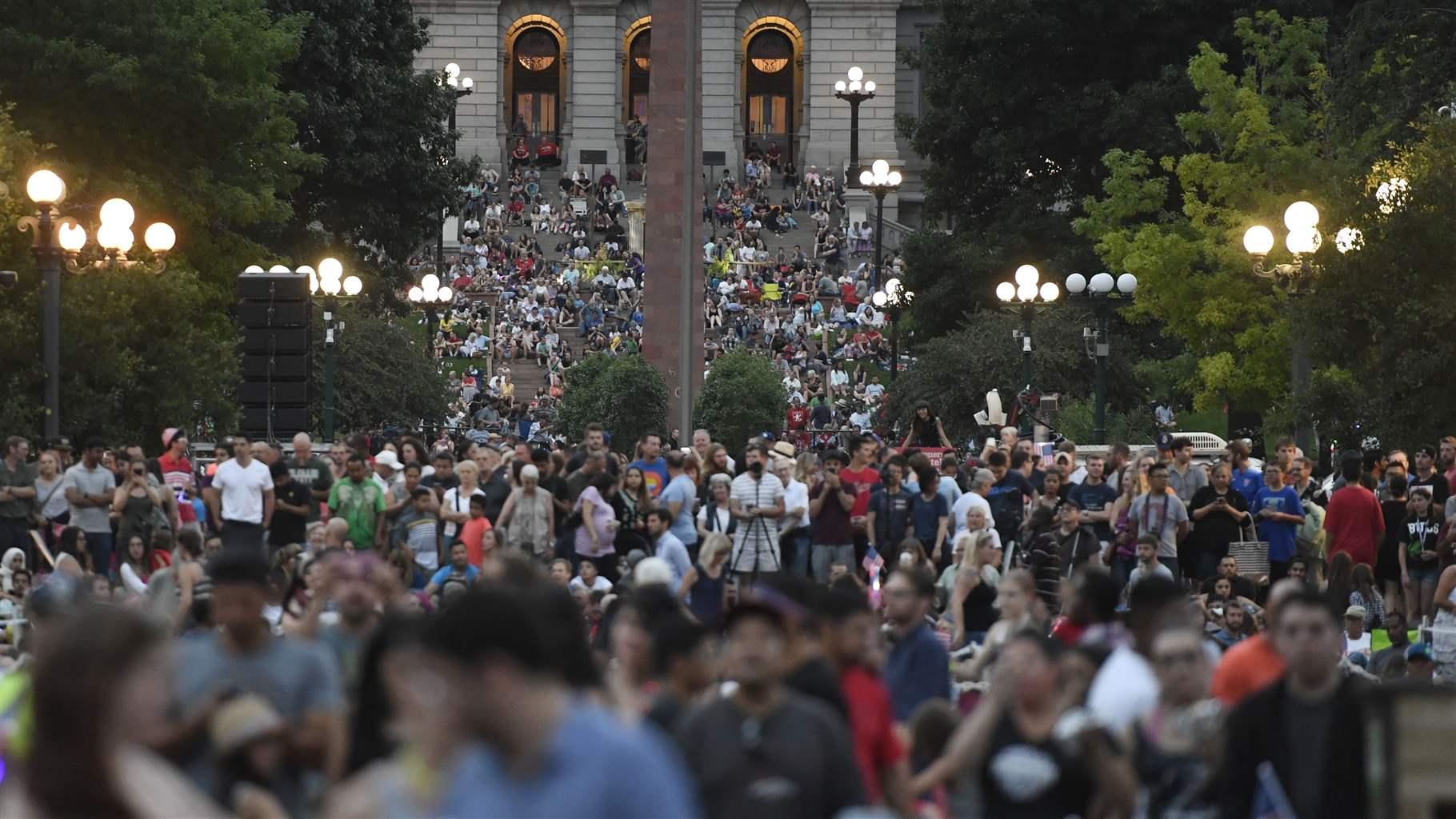 large crowd walking