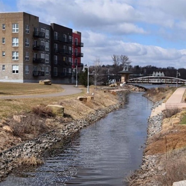 This nature-based project in Wausau, Wisconsin, restored the flow of a creek and reinforced its banks, helping protect the surrounding area from riverine flooding that has plagued the city. 
