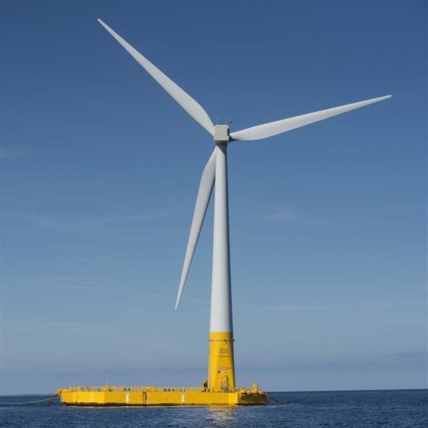 The first floating offshore wind turbine "floatgen" is pictured off Le Croisic, western France on October 03 2018.