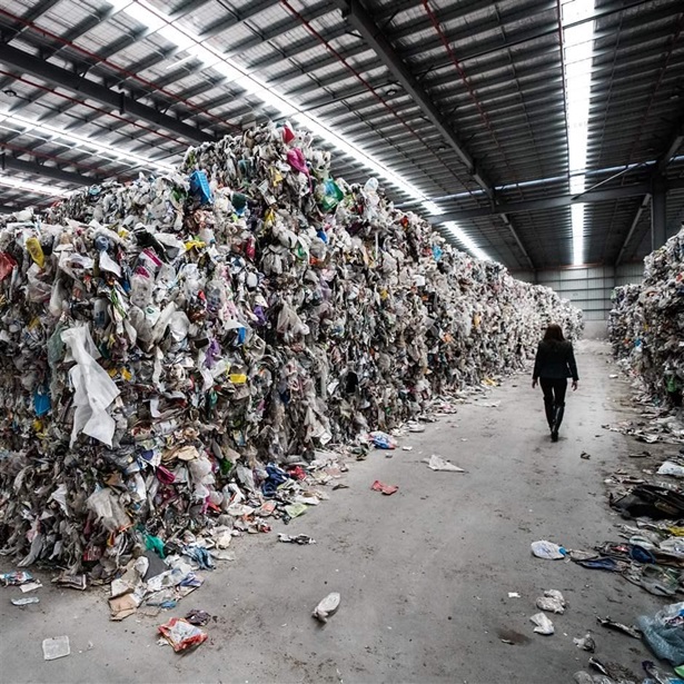 A recycling company in Melbourne, has been declared bankrupt and its six major warehouses are full of recyclable materials awaiting processing. This warehouse is located in the industrial suburb of Derrimut. 