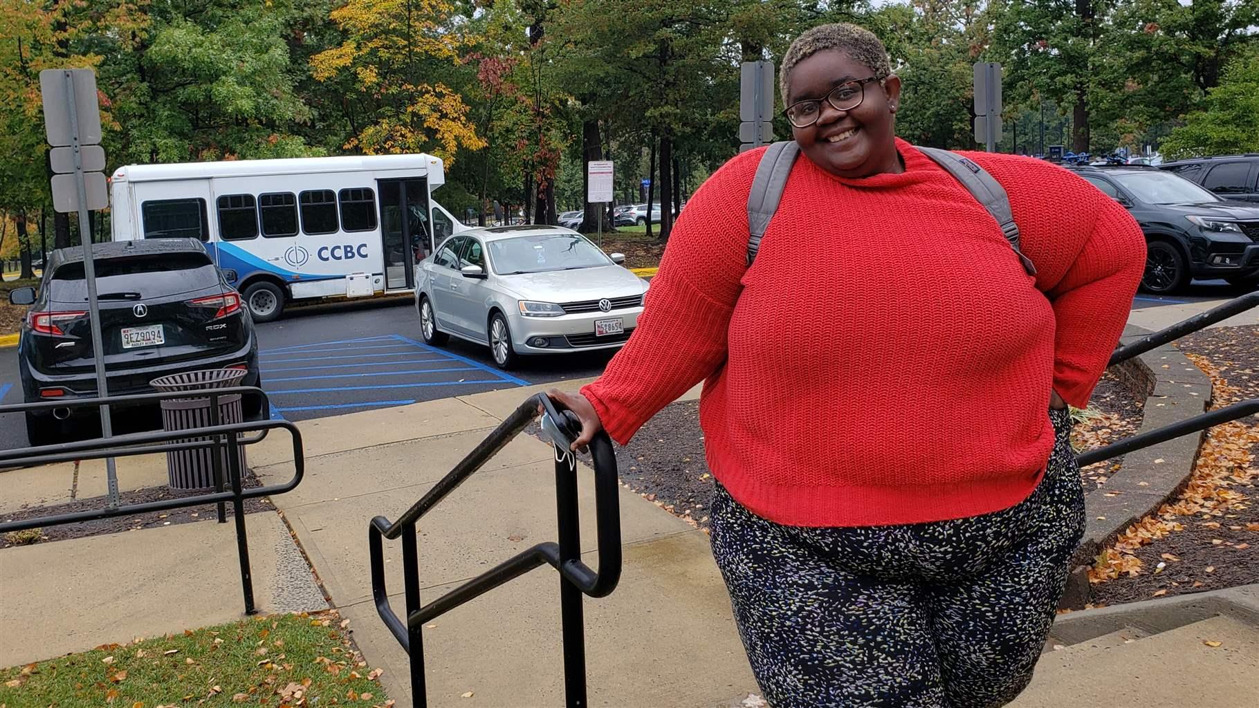 Community College of Baltimore County student with car Community College of Baltimore County student with car