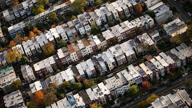 Washington, D.C. aerial view of homes