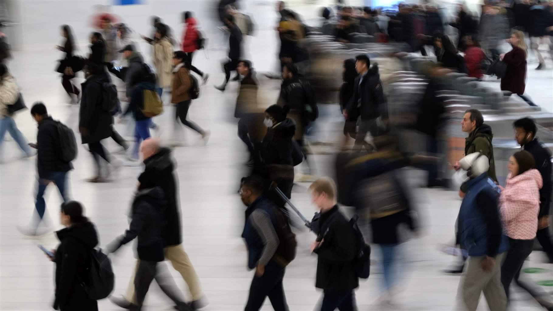 Commuters arrive into the Oculus station and mall in Manhattan on November 17, 2022 in New York City.