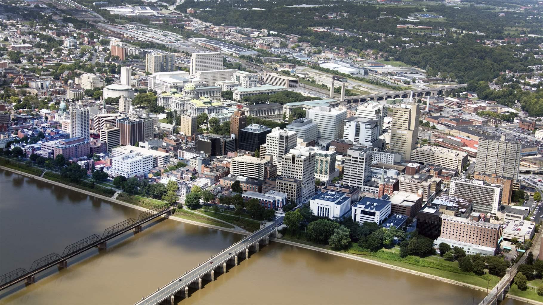 Aerial of Harrisburg Pennsylvania