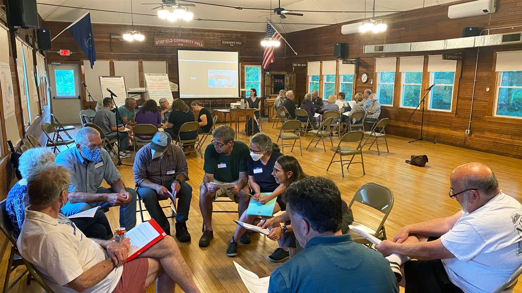 In July 2022, residents from Otisfield, Maine, a community enrolled in the state’s Community Resilience Partnership, participated in public engagement sessions to learn about the program and provide their input on the climate challenges in their area and which projects to prioritize.