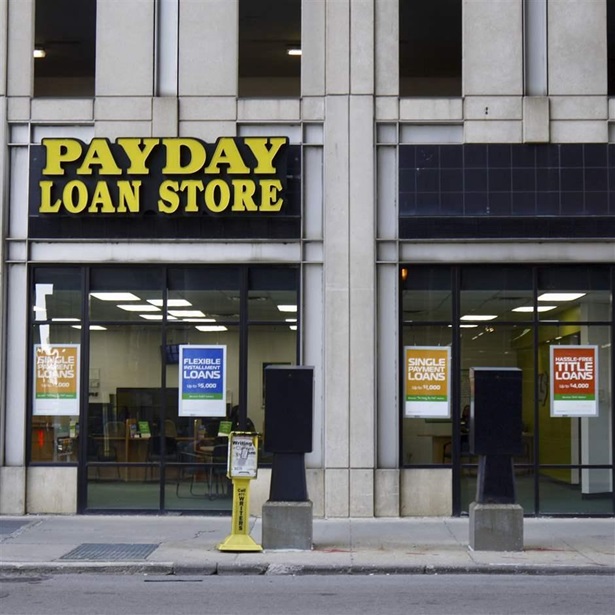 Exterior view of a Payday Loan Store in downtown Chicago, Illinois, 2019. (Photo by Interim Archives/Getty Images)