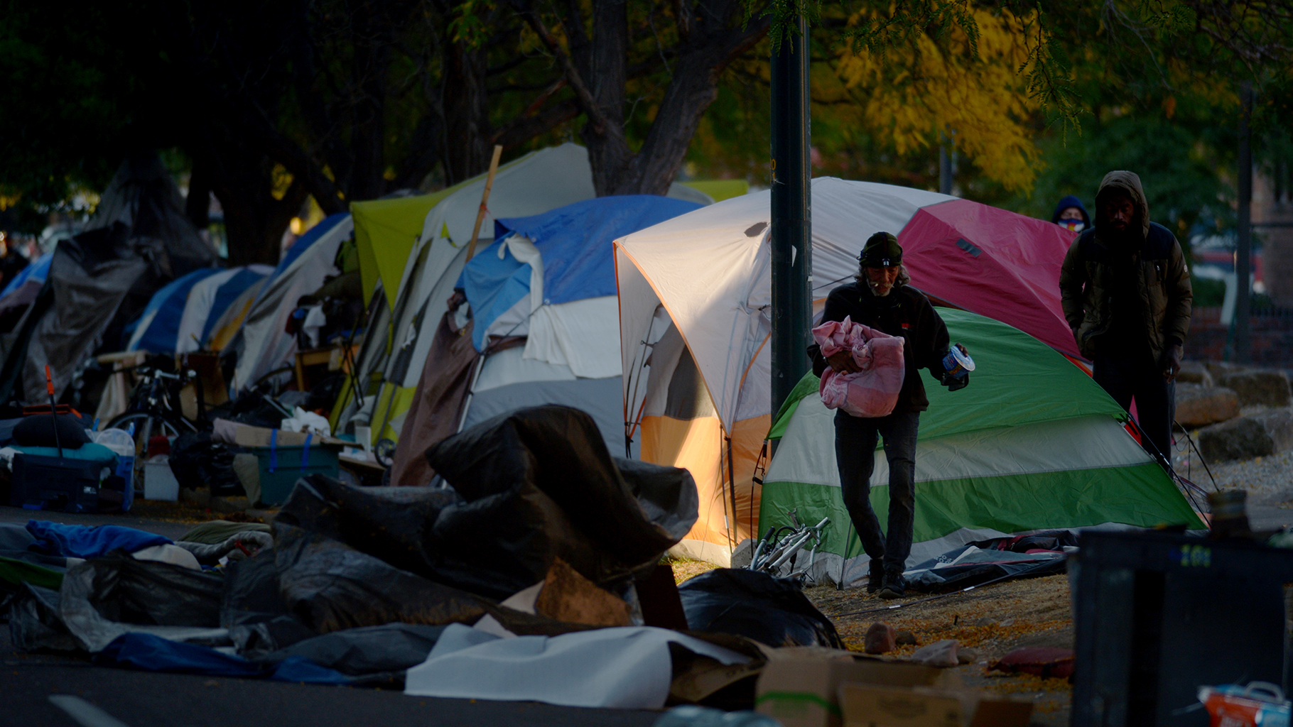 A homeless encampment in Denver last fall. In 2016, the city began a program with private investors that offered permanent supportive housing for those struggling to afford homes—and, in the process, the city reduced spending on emergency services. Because of its success, the city will now invest public funds in the program.