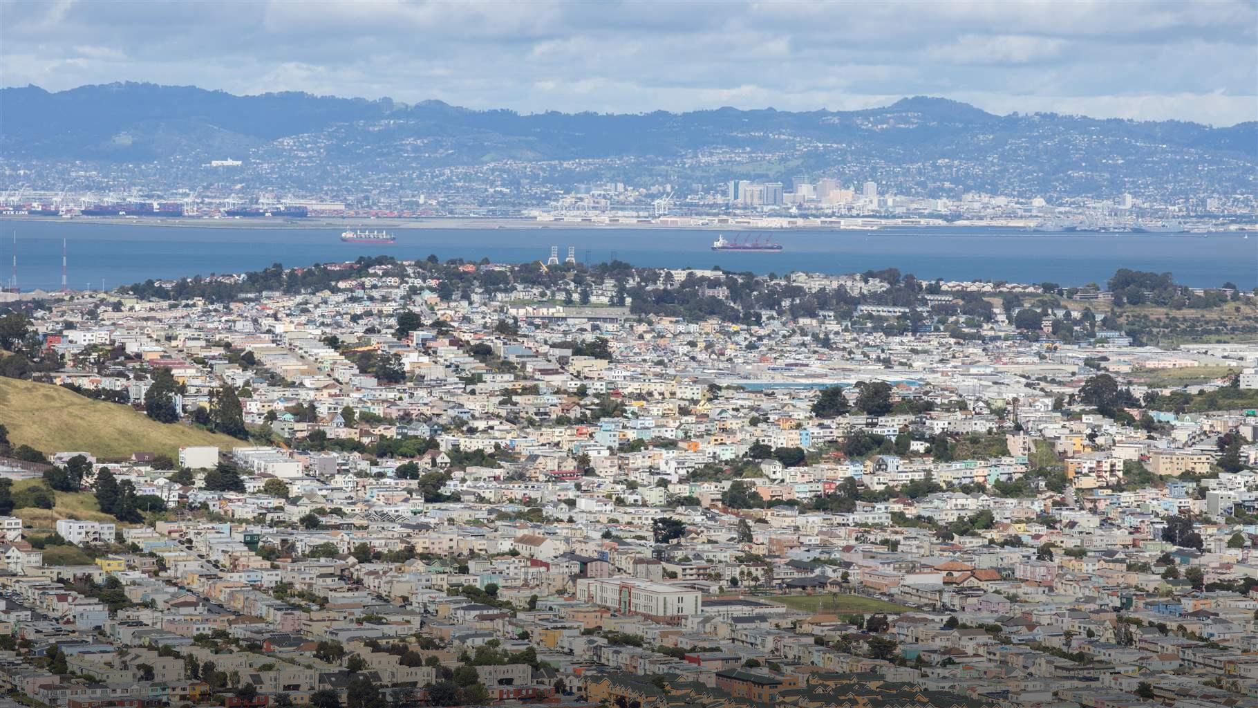 Aerial View of Daly City and Brisbane from San Bruno Mountain State Park.